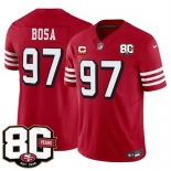Men's San Francisco 49ers #97 Nick Bosa New Red 2026 F.U.S.E. With 80th Anniversary & 4-Star C Patch Vapor Untouchable Limited Football Stitched Jersey Men's San Francisco 49ers #97 Nick Bosa New Red 2026 F.U.S.E. With 80th Anniversary & 4-Star C Patch Vapor Untouchable Limited Football Stitched Jersey