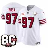 Men's San Francisco 49ers #97 Nick Bosa New White 2026 F.U.S.E. With 80th Anniversary & 4-Star C Patch Vapor Untouchable Limited Football Stitched Jersey