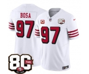 Men's San Francisco 49ers #97 Nick Bosa New White 2026 F.U.S.E. With 80th Anniversary & 4-Star C Patch Vapor Untouchable Limited Football Stitched Jersey Men's San Francisco 49ers #97 Nick Bosa New White 2026 F.U.S.E. With 80th Anniversary & 4-Star C Patch Vapor Untouchable Limited Football Stitched Jersey