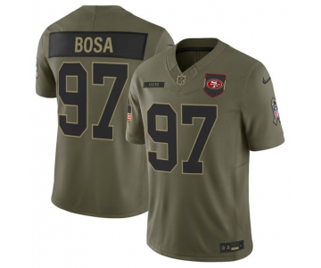 Men's San Francisco 49ers #97 Nick Bosa Olive 2025 Salute to Service Limited Football Stitched Jersey