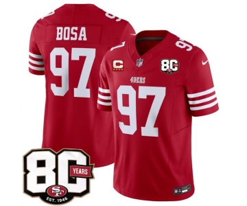 Men's San Francisco 49ers #97 Nick Bosa Red 2026 F.U.S.E. With 80th Anniversary & 4-Star C Patch Vapor Untouchable Limited Football Stitched Jersey