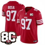 Men's San Francisco 49ers #97 Nick Bosa Red 80th Anniversary Patch 2026 F.U.S.E. Vapor Untouchable Limited Football Stitched Jersey Men's San Francisco 49ers #97 Nick Bosa Red 80th Anniversary Patch 2026 F.U.S.E. Vapor Untouchable Limited Football Stitched Jersey