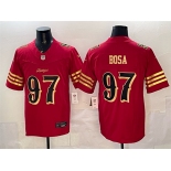 Men's San Francisco 49ers #97 Nick Bosa Red Gold 2025 F.U.S.E. “Rivalries” Vapor Limited Stitched Football Jersey