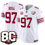 Men's San Francisco 49ers #97 Nick Bosa White 2026 F.U.S.E. With 80th Anniversary & 4-Star C Patch Vapor Untouchable Limited Football Stitched Jersey Men's San Francisco 49ers #97 Nick Bosa White 2026 F.U.S.E. With 80th Anniversary & 4-Star C Patch Vapor Untouchable Limited Football Stitched Jersey
