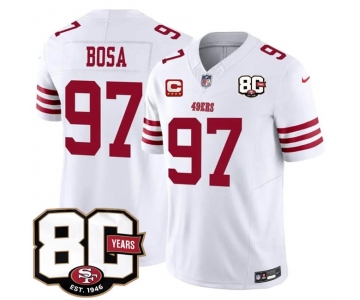 Men's San Francisco 49ers #97 Nick Bosa White 2026 F.U.S.E. With 80th Anniversary & 4-Star C Patch Vapor Untouchable Limited Football Stitched Jersey