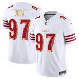 Men's San Francisco 49ers #97 Nick Bosa White Gold 2025 F.U.S.E. “Rivalries” Vapor Limited Football Stitched Jersey