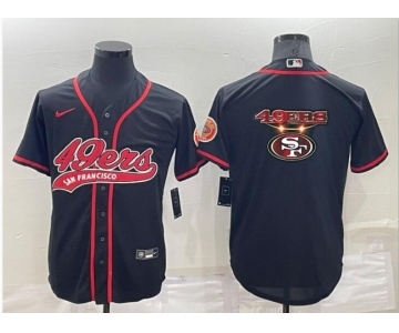 Men's San Francisco 49ers Black Team Big Logo With Patch Cool Base Stitched Baseball Jersey