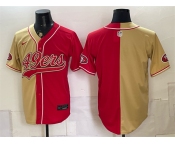 Men's San Francisco 49ers Blank Gold Red Split Stitched Jersey