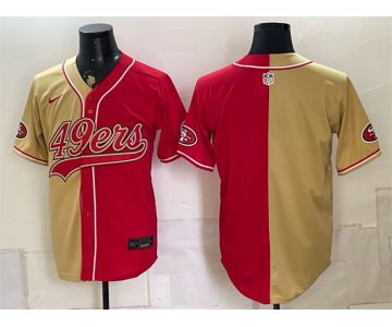 Men's San Francisco 49ers Blank Gold Red Split Stitched Jersey