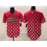 Men's San Francisco 49ers Blank Red Limited Stitched Baseball Jersey