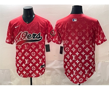 Men's San Francisco 49ers Blank Red Limited Stitched Baseball Jersey