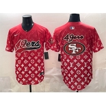 Men's San Francisco 49ers Team Big Logo Red Limited Stitched Baseball Jersey