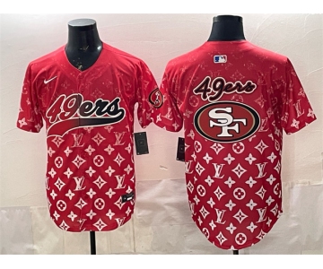 Men's San Francisco 49ers Team Big Logo Red Limited Stitched Baseball Jersey