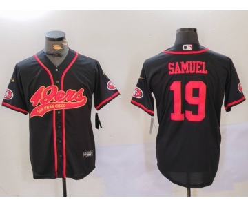 Men's San Francisco 49ers#19 Deebo Samuel Black With Patch Cool Base Stitched Baseball Jersey