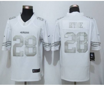nike nfl jerseys san francisco 49ers #28 hyde white platinum[nike Limited]