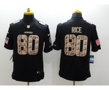 nike nfl jerseys san francisco 49ers #80 rice black[salute to service limited]