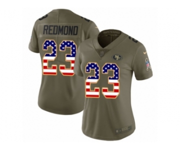 Women Nike San Francisco 49ers #23 Will Redmond Limited Olive USA Flag 2017 Salute to Service NFL Jersey