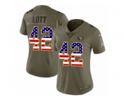 Women Nike San Francisco 49ers #42 Ronnie Lott Limited Olive USA Flag 2017 Salute to Service NFL Jersey Women Nike San Francisco 49ers #42 Ronnie Lott Limited Olive USA Flag 2017 Salute to Service NFL Jersey