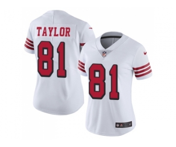 Women Nike San Francisco 49ers #81 Trent Taylor White Rush Stitched NFL Vapor Untouchable Limited Jersey