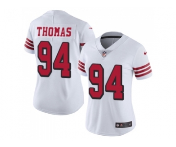 Women Nike San Francisco 49ers #94 Solomon Thomas White Rush Stitched NFL Vapor Untouchable Limited Jersey