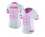 Women San Francisco 49ers #25 Richard Sherman White Pink Stitched NFL Limited Rush Fashion Jersey Women San Francisco 49ers #25 Richard Sherman White Pink Stitched NFL Limited Rush Fashion Jersey