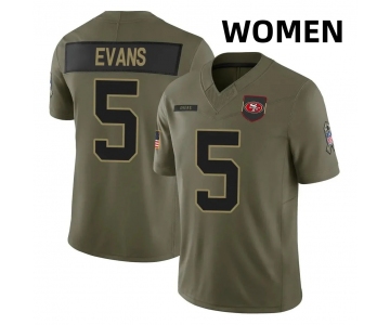 Women San Francisco 49ers #5 Mike Evans Black F.U.S.E. 2025 Salute to Service Stitched Football Jersey