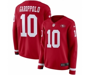 Women's Nike San Francisco 49ers #10 Jimmy Garoppolo Limited Red Therma Long Sleeve NFL Jersey
