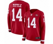 Women's Nike San Francisco 49ers #14 Y.A. Tittle Limited Red Therma Long Sleeve NFL Jersey Women's Nike San Francisco 49ers #14 Y.A. Tittle Limited Red Therma Long Sleeve NFL Jersey