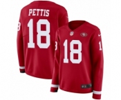 Women's Nike San Francisco 49ers #18 Dante Pettis Limited Red Therma Long Sleeve NFL Jersey Women's Nike San Francisco 49ers #18 Dante Pettis Limited Red Therma Long Sleeve NFL Jersey