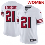 Women's Nike San Francisco 49ers #21 Deion Sanders White Rush Stitched NFL Vapor Untouchable Limited Jersey Women's Nike San Francisco 49ers #21 Deion Sanders White Rush Stitched NFL Vapor Untouchable Limited Jersey