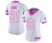 Women's Nike San Francisco 49ers #21 Frank Gore Limited White Pink Rush Fashion NFL Jersey Women's Nike San Francisco 49ers #21 Frank Gore Limited White Pink Rush Fashion NFL Jersey