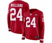Women's Nike San Francisco 49ers #24 K'Waun Williams Limited Red Therma Long Sleeve NFL Jersey Women's Nike San Francisco 49ers #24 K'Waun Williams Limited Red Therma Long Sleeve NFL Jersey