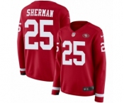 Women's Nike San Francisco 49ers #25 Richard Sherman Limited Red Therma Long Sleeve NFL Jersey Women's Nike San Francisco 49ers #25 Richard Sherman Limited Red Therma Long Sleeve NFL Jersey
