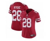 Women's Nike San Francisco 49ers #28 Carlos Hyde Vapor Untouchable Limited Red Team Color NFL Jersey