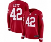Women's Nike San Francisco 49ers #42 Ronnie Lott Limited Red Therma Long Sleeve NFL Jersey Women's Nike San Francisco 49ers #42 Ronnie Lott Limited Red Therma Long Sleeve NFL Jersey