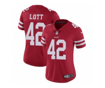 Women's Nike San Francisco 49ers #42 Ronnie Lott Vapor Untouchable Limited Red Team Color NFL Jersey