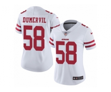 Women's Nike San Francisco 49ers #58 Elvis Dumervil White Vapor Untouchable Limited Player NFL Jersey