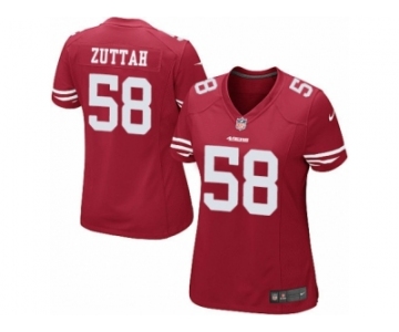 Women's Nike San Francisco 49ers #58 Jeremy Zuttah Limited Red Team Color NFL Jersey