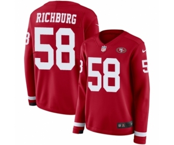 Women's Nike San Francisco 49ers #58 Weston Richburg Limited Red Therma Long Sleeve NFL Jersey