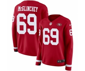 Women's Nike San Francisco 49ers #69 Mike McGlinchey Limited Red Therma Long Sleeve NFL Jersey