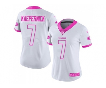 Women's Nike San Francisco 49ers #7 Colin Kaepernick White Pink Stitched NFL Limited Rush Fashion Jersey
