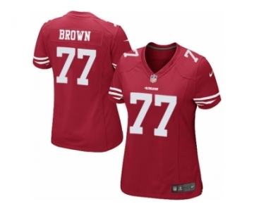 Women's Nike San Francisco 49ers #77 Trent Brown Limited Red Team Color NFL Jersey