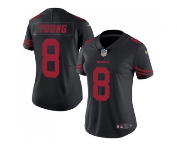Women's Nike San Francisco 49ers #8 Steve Young Black Stitched NFL Limited Rush Jersey