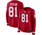 Women's Nike San Francisco 49ers #81 Trent Taylor Limited Red Therma Long Sleeve NFL Jersey