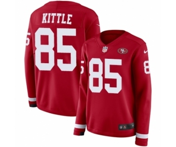 Women's Nike San Francisco 49ers #85 George Kittle Limited Red Therma Long Sleeve NFL Jersey