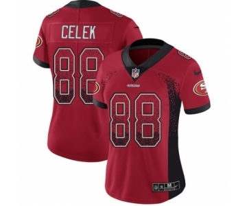 Women's Nike San Francisco 49ers #88 Garrett Celek Limited Red Rush Drift Fashion NFL Jersey