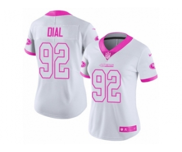 Women's Nike San Francisco 49ers #92 Quinton Dial Limited White Pink Rush Fashion NFL Jersey