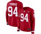 Women's Nike San Francisco 49ers #94 Solomon Thomas Limited Red Therma Long Sleeve NFL Jersey Women's Nike San Francisco 49ers #94 Solomon Thomas Limited Red Therma Long Sleeve NFL Jersey