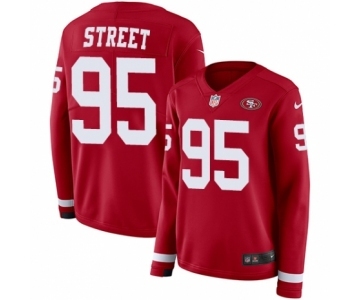 Women's Nike San Francisco 49ers #95 Kentavius Street Limited Red Therma Long Sleeve NFL Jersey