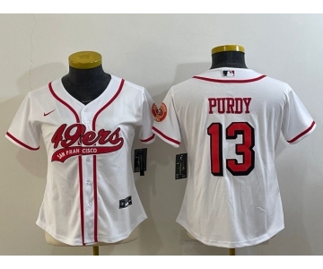 Women's San Francisco 49ers #13 Brock Purdy White Color Rush With Patch Cool Base Stitched Baseball Jersey